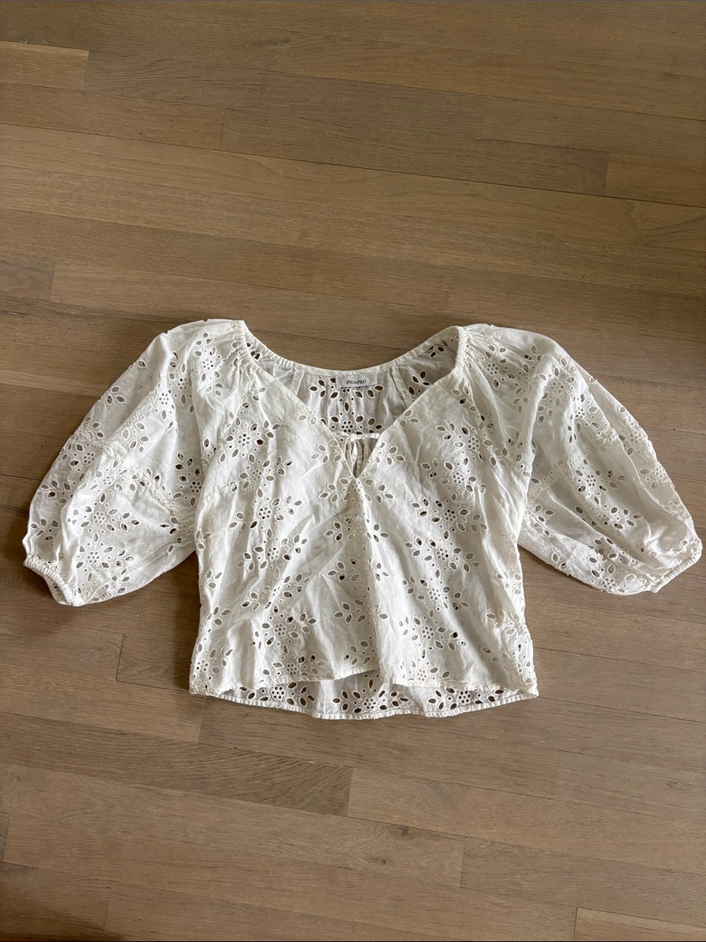 Women's White Eyelet Peasant Blouse